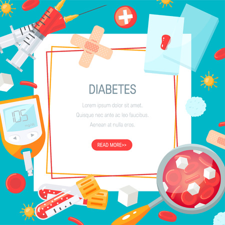 Diabetes concept. Template for web banners, posters etc. Vector illustration in flat styleのイラスト素材
