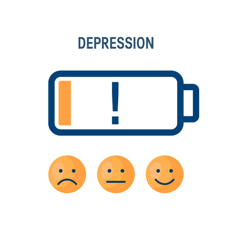 Depression vector concept. Low energy level as symbol of mental diseaseのイラスト素材