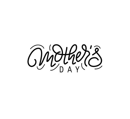 Mother's day lettering. Modern calligraphy written in line style. Vector illustration isolated on white backgroundのイラスト素材