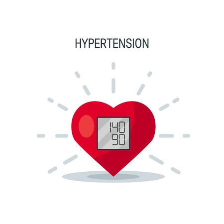 Hypertension vector concept. Heart as blood pressure monitor in flat style.のイラスト素材