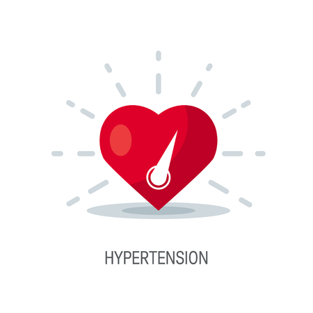 Hypertension vector concept. Heart as blood pressure monitor in flat style.のイラスト素材