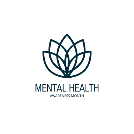 Mental health awareness month concept. Logo template with lotus flower. Vector illustration in flat style.のイラスト素材
