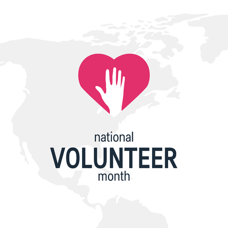 National volunteer month concept. Minimalistic design for posters, web banners, infographics etc. in flat style, vectorのイラスト素材