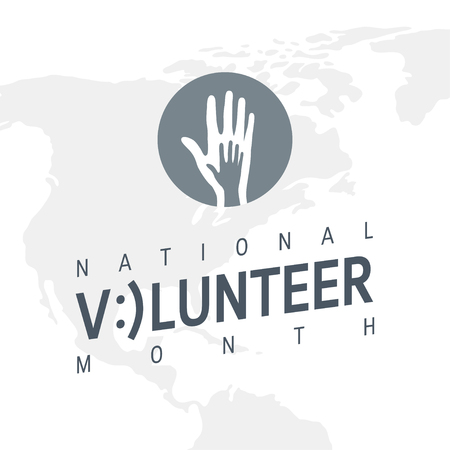National volunteer month concept. Minimalistic design for posters, web banners, infographics etc. in flat style, vectorのイラスト素材
