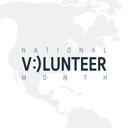National volunteer month concept. Minimalistic square design for posters, web banners, infographics etc. in flat style, vectorのイラスト素材