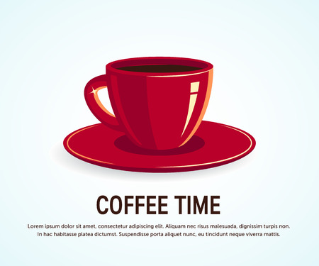 Coffee time horizontal design template. Vector illustration in flat styleのイラスト素材