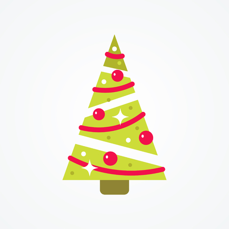 Simple Christmas tree in flat style. Vector illustration on white backgroundのイラスト素材