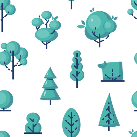 Seamless pattern with simple trees in modern flat style. Vector illustration on white backgroundのイラスト素材