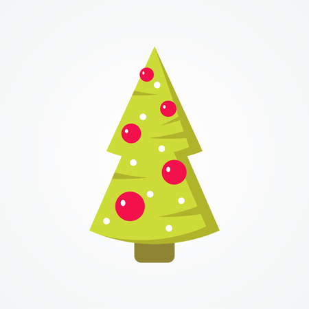 Simple Christmas tree in flat style. Vector illustration on white backgroundのイラスト素材