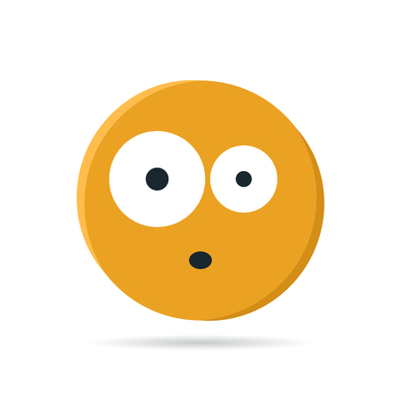 Round yellow emoji. Simple vector illustration of an astonished face for chats in flat styleのイラスト素材