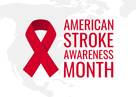 American stroke awareness month concept. Simple typography design with red ribbon in flat style, vectorのイラスト素材