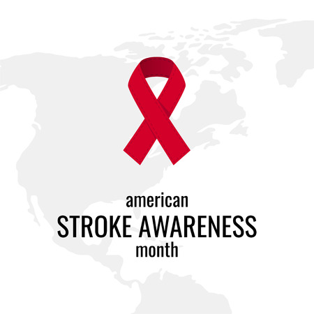 American stroke awareness month concept. Simple typography design with red ribbon in flat style, vectorのイラスト素材