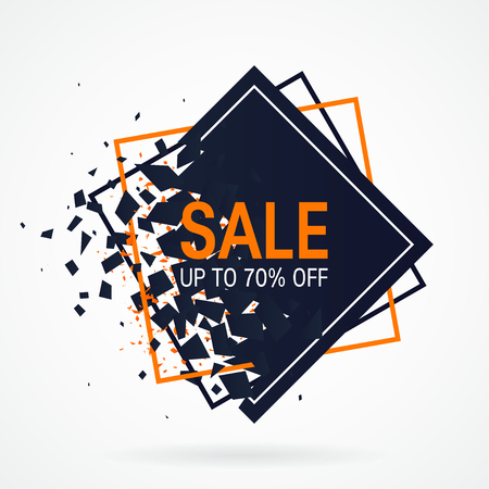 Up to 70 off sale design with rhombus explosion. Vector template for banners, posters, flyersのイラスト素材