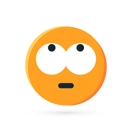 Round yellow emoji. Simple vector illustration of a face with rolling eyes for chats in flat styleのイラスト素材