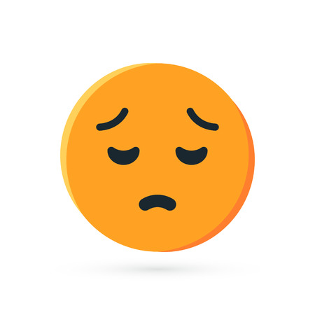 Round yellow emoji. Simple vector illustration of a pensive face for chats in flat styleのイラスト素材