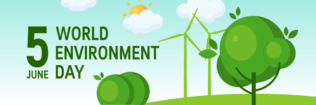 World environment day concept. Horizontal design for web banners, posters, cards etc. Vector template in flat style.のイラスト素材