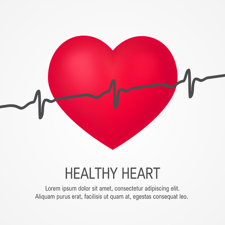 Realistic 3d pulsating heart. Vector template for cardiovascular health designsのイラスト素材