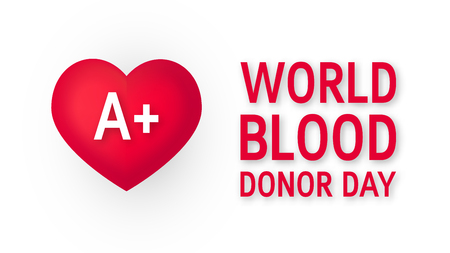 World blood donor day concept. Horizontal design with red heart and typography, vectorのイラスト素材