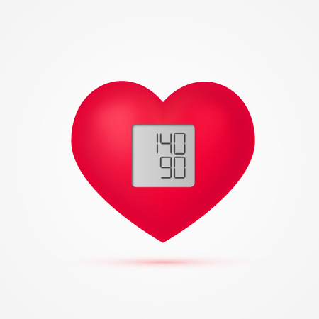 Hypertension vector concept. Heart as a blood pressure monitor in realistic 3d style.のイラスト素材