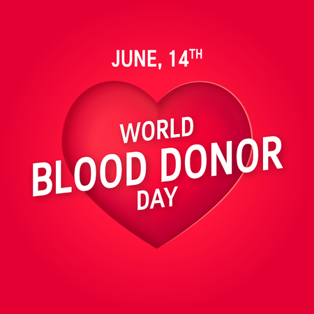 World blood donor day concept. Design with red heart and typography, vectorのイラスト素材