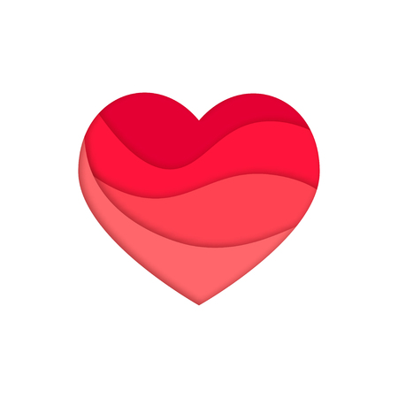 Symbol of a heart in papercut style. Vector trendy template for romantic or medical designs.のイラスト素材