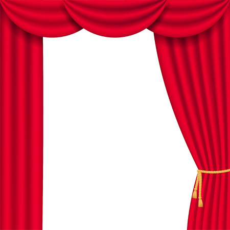 Red curtain realistic frame. Vector illustration isolated on white backgroundのイラスト素材