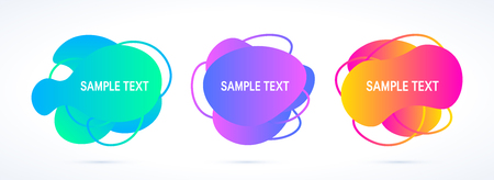 Set of liquid fluid designs. Abstract gradient geometric shapes as a template for posters, labels, banners etc.のイラスト素材