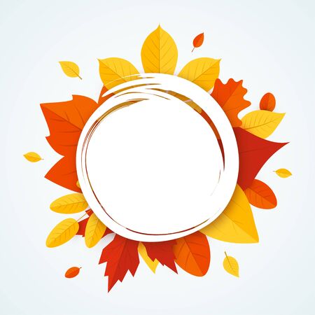 Colorful leaves in the shape of a circle. Vector illustration in flat style.のイラスト素材