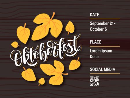 Oktoberfest design with handwritten script lettering. Horizontal vector template for banners, posters, flyers etc.のイラスト素材