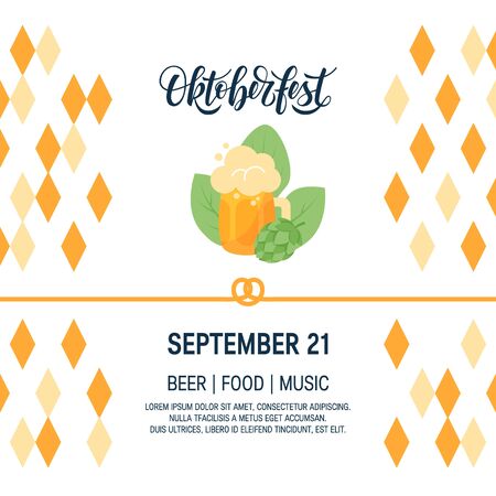 Oktoberfest design with handwritten script lettering. Vector template for banners, posters, flyers, menu, etc.のイラスト素材