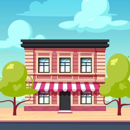 House facade concept. Citycsape with vintage european building. Square vector illustration in flat styleのイラスト素材