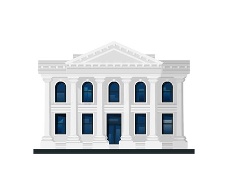 Administration building. Facade of bank, government, museum, library, court or other. Vector illustration in flat styleのイラスト素材