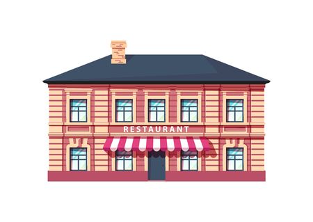 Restaurant facade of european building. Vector illustration in flat styleのイラスト素材