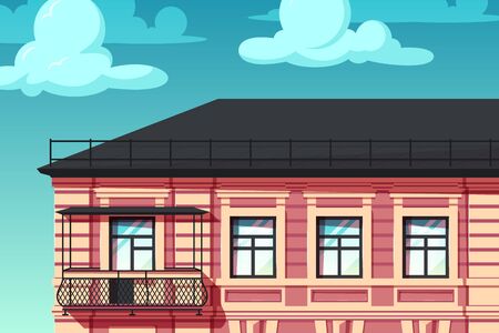 Roof fence concept. Vintage european building. Vector illustration in flat styleのイラスト素材