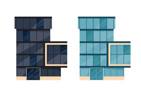 Bank exterior. Cityscape with facade of financial or other administration building. Vector illustration in flat style.のイラスト素材