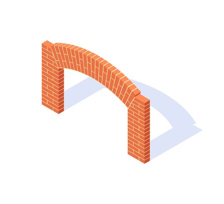 Brick arch isometric. Masonry icon in flat style. Vector illustration on a white background.のイラスト素材
