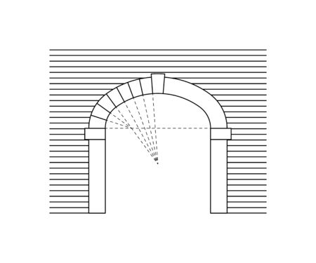 Arch drawing. Gateway design in line style. Vector illustration on a white background.のイラスト素材