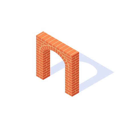 Brick arch isometric. Masonry icon in flat style. Vector illustration on a white background.のイラスト素材