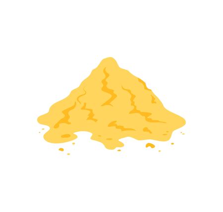 Sand pile icon isolated on a white background. Yellow dune in a desert, on a beach, at a construction site or playground. Vector illustration in flat style.のイラスト素材