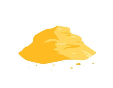Sand pile icon isolated on a white background. Yellow dune in a desert, on a beach, at a construction site or playground. Vector illustration in flat style.のイラスト素材