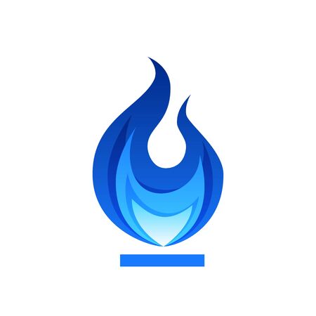 Gas flame icon. Blue fire pictogram. Vector illustration isolated on a white background in flat style.のイラスト素材