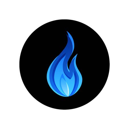 Gas flame icon. Blue fire pictogram. Vector illustration on a black background in flat style.のイラスト素材