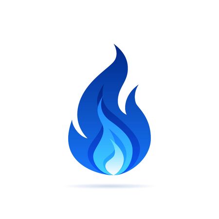 Gas flame icon. Blue fire pictogram. Vector illustration isolated on a white background in flat style.のイラスト素材
