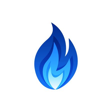Gas fire icon. Blue fire pictogram. Vector illustration isolated on a white background in flat style.のイラスト素材