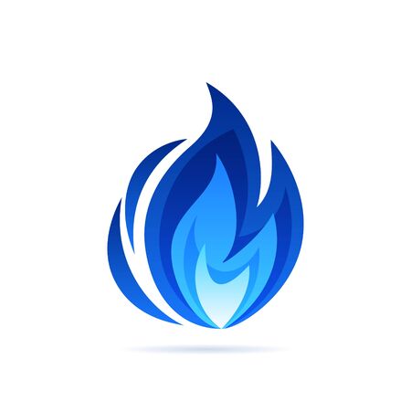 Gas flame icon. Blue fire pictogram. Vector illustration isolated on a white background in flat style.のイラスト素材