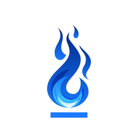 Gas flame icon. Blue fire pictogram. Vector illustration isolated on a white background in flat style.のイラスト素材