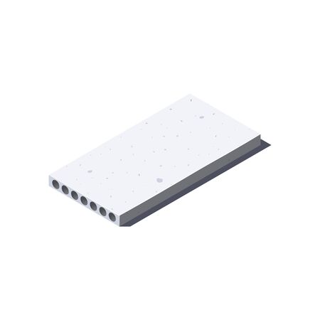 Concrete slab icon. Hollow core plank in isometric view. Building materials for construction purposes. Vector illustration isolated on a white background in flat style.のイラスト素材