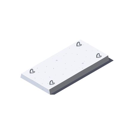 Concrete slab icon. Solid flat plank in isometric view. Building materials for construction purposes. Vector illustration isolated on a white background in flat style.のイラスト素材