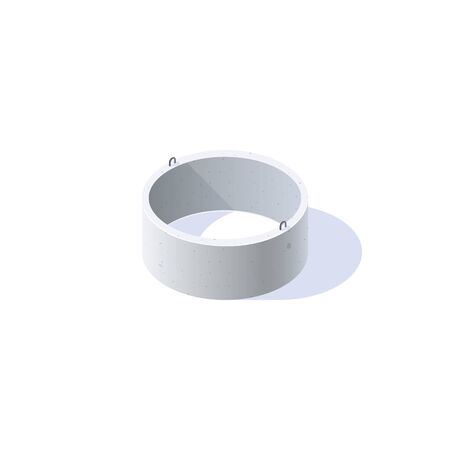 Concrete ring for wells, sewerage, septic tanks. Isometric icon of building materials. Vector illustration isolated on a white background in flat style.のイラスト素材