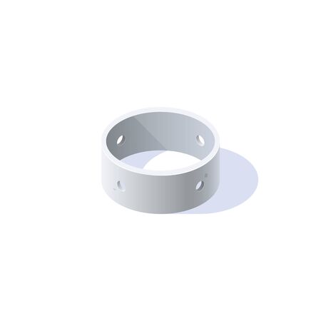 Concrete chamber section. Precast soakaway ring. Isometric icon of building materials. Vector illustration isolated on a white background in flat style.のイラスト素材